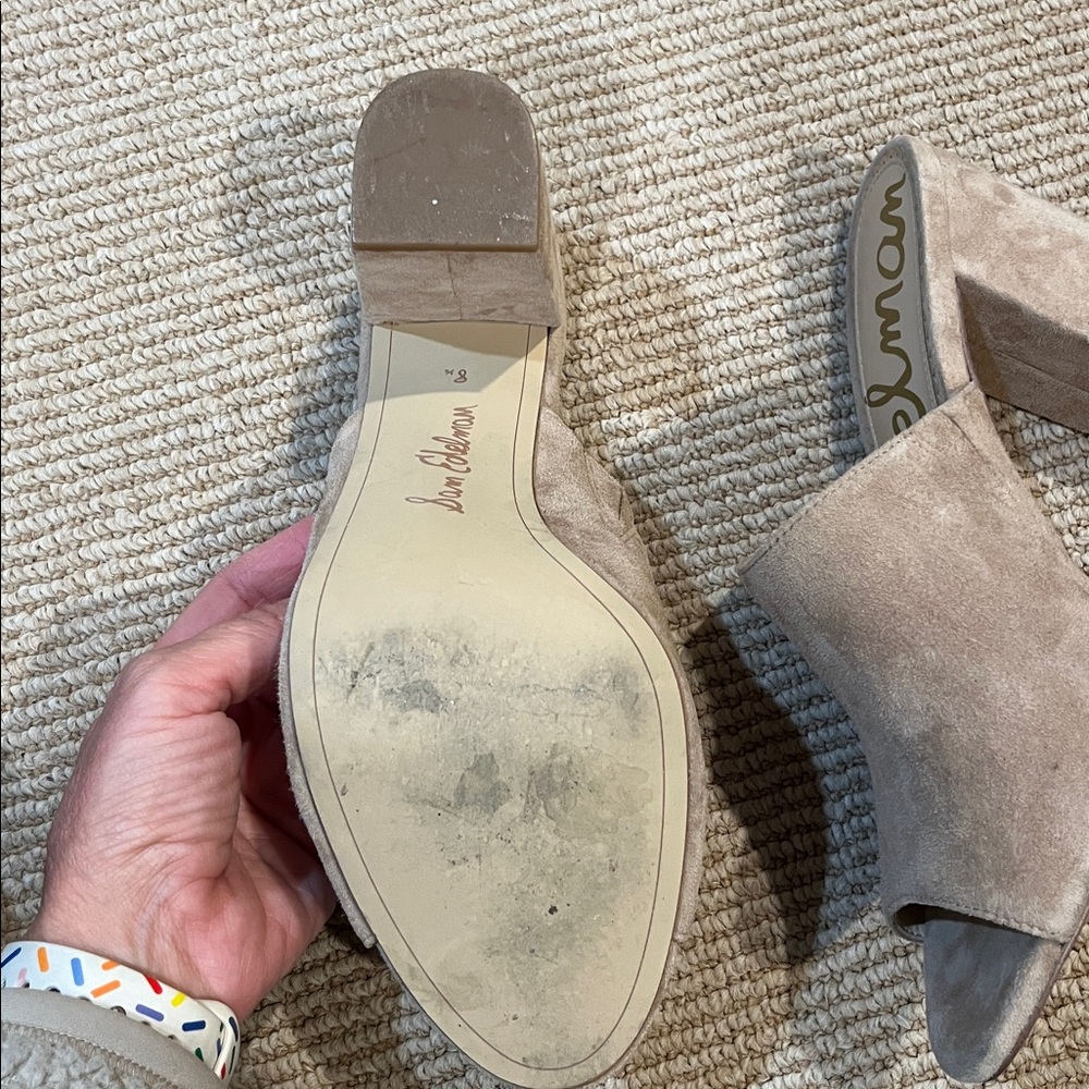 Sam Edelman Women's Beige Suede Mules - Picture 2 of 3